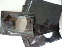 Black plastic valve bags with clear windows