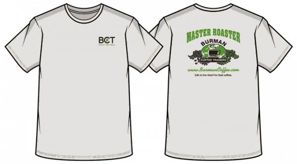 Burman Master Roaster shirt back & front - grey