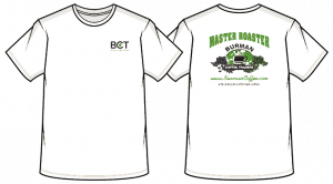 Burman Master Roaster shirt back & front - white