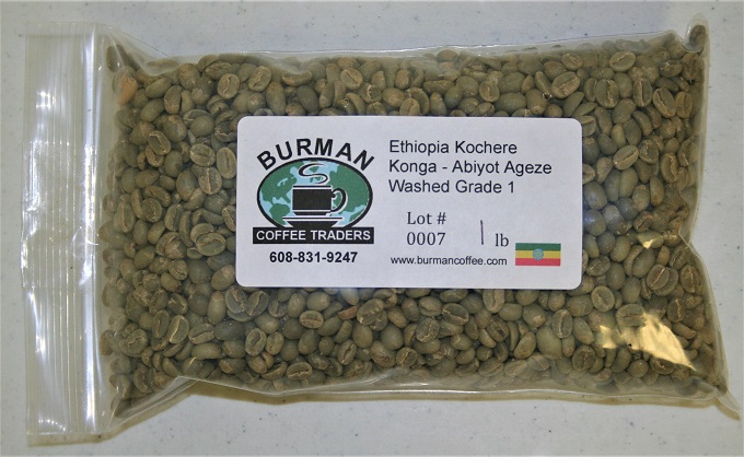Ethiopia Kochere Konga Abiyot Ageze Washed Grade 1 coffee beans