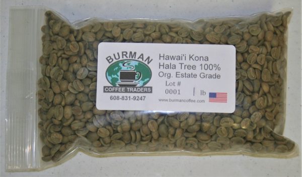 Hawaii Kona Hala Tree 100% Org Estate Grade coffee beans