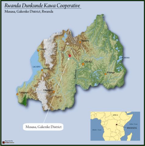 Map showing Rwanda Dunkunde Cooperative location