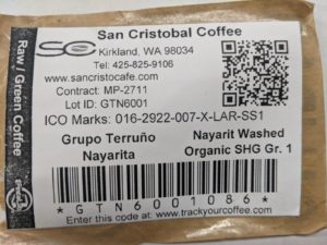 San Cristobal terruno coffee bean label