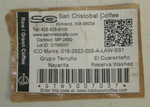 San Cristobal Coffee terruno nayarita washed label