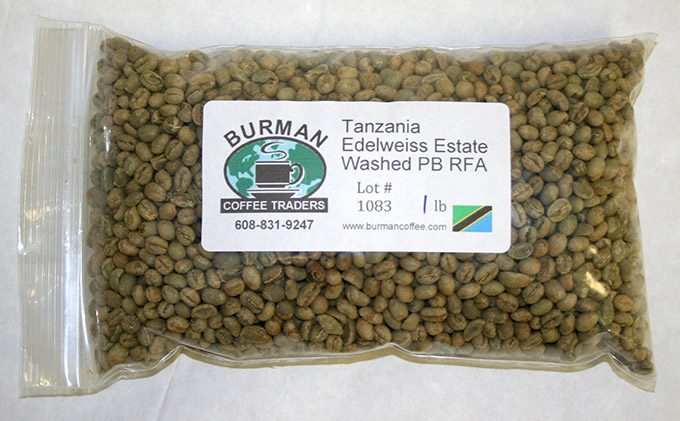 Tanzania Edelweiss Washed PB RFA coffee beans