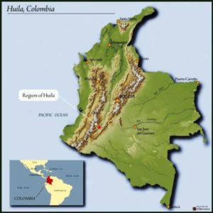Map showing Huila, Colombia
