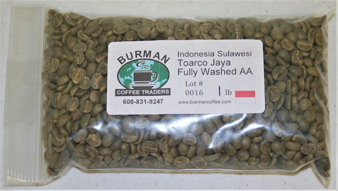 Indonesia Sulawesi Toarco Jaya Fully Washed AA coffee beans