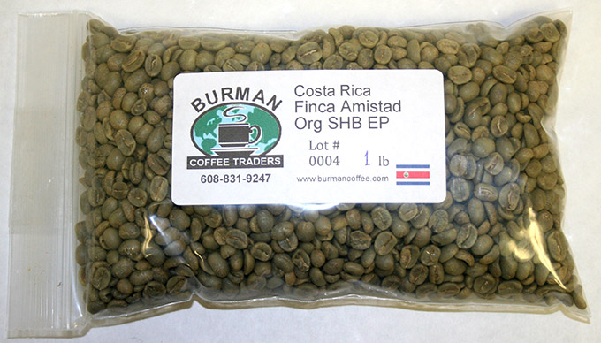 Costa Rican Finca Amistad Org SHB EP coffee beans