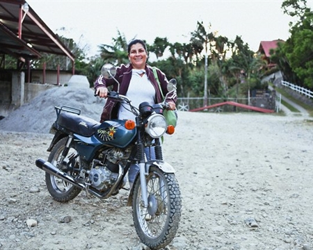 woman with a motorcycle