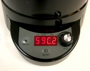 FreshRoast SR540 coffee roaster Fan 5, Heat 9, Cool Mode with 2 minutes left