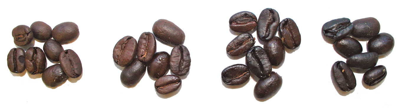 Different medium dark coffee roast levels