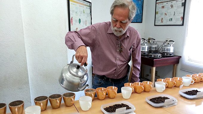 Taste testing home roasted coffee beans