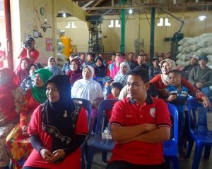 Workers at a meeting at Takengon in Indonesian Sumatra
