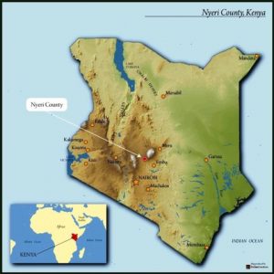 map showing nyeri county, kenya