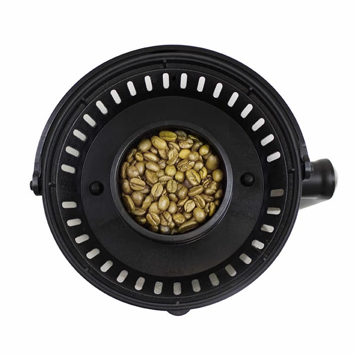 Nesco Roaster chamber filled with green coffee beans