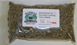 Indonesian Gr 1 Sumatra Lintong Tano Batak coffee beans