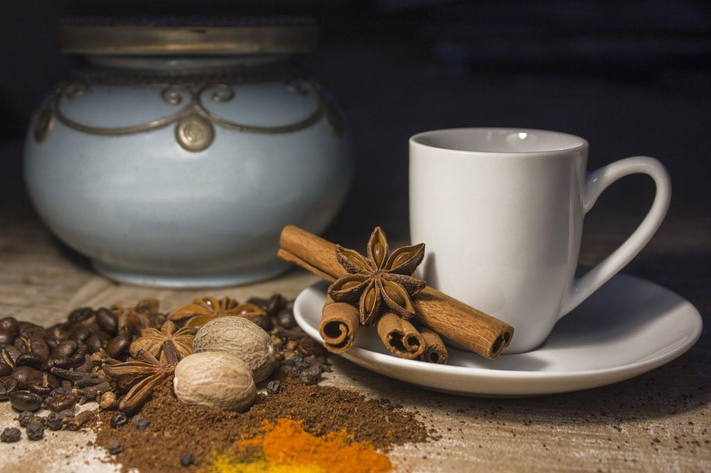 Spices used to flavor coffee beans.