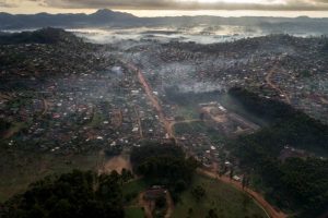 Aerial shot of a city in Congo
