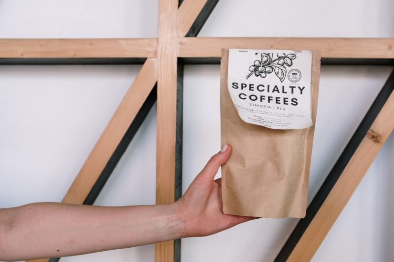Packaged home roasted specialty coffee bag