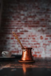 Cezve used when you learn how to make Turkish coffee