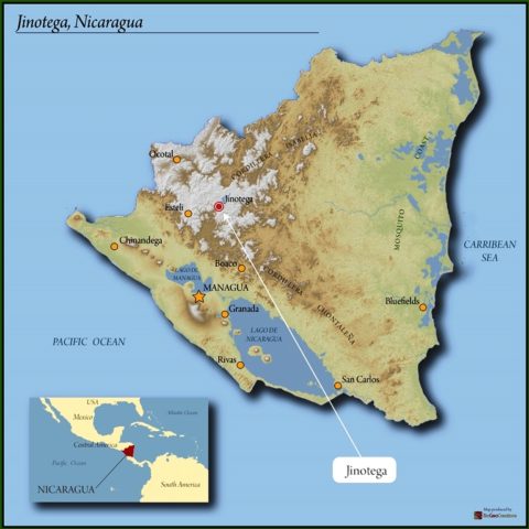Map showing Jinotega, Nicaragua