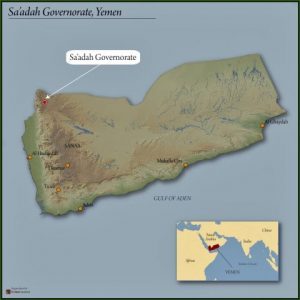 Map showing Sa'adah, Yemen