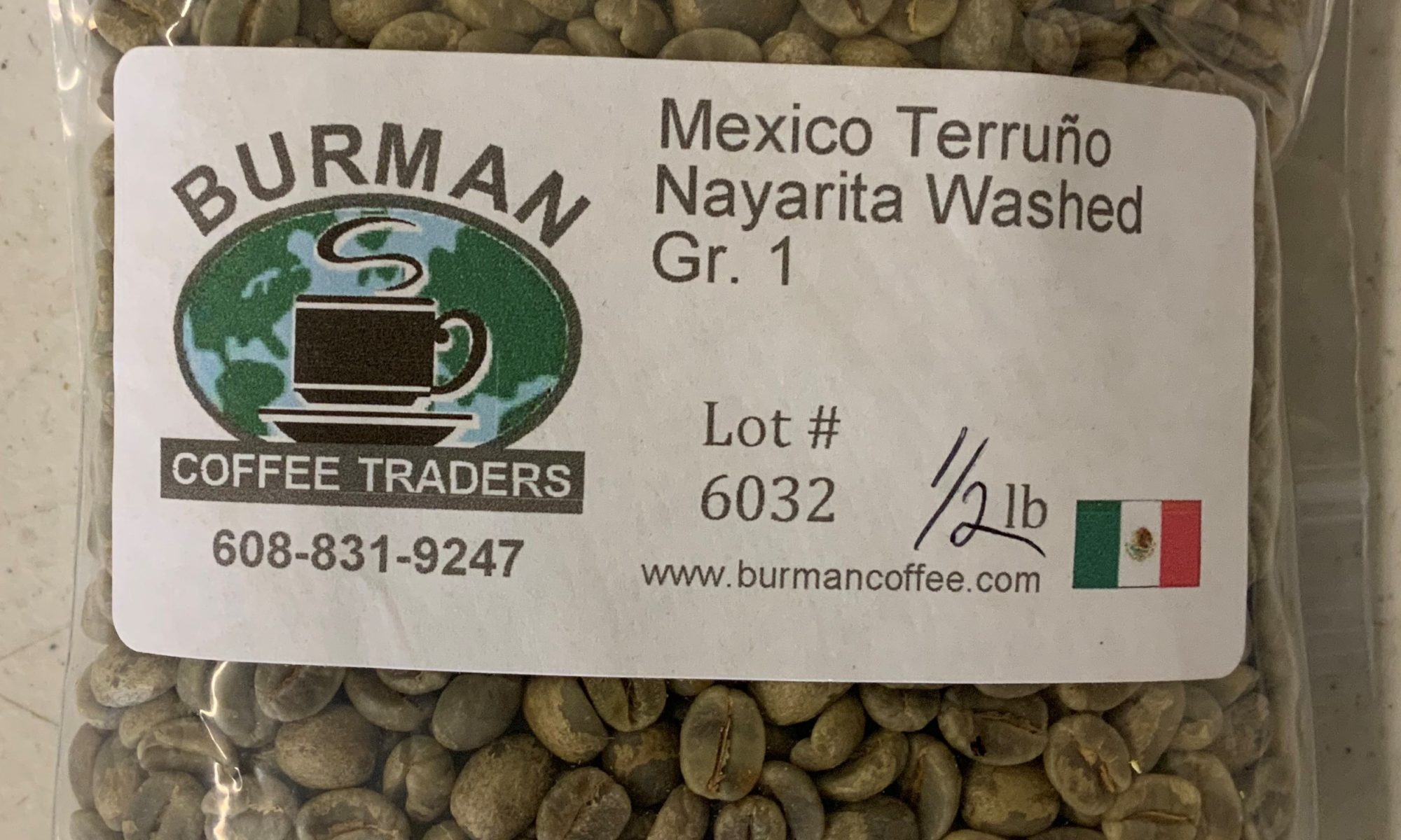 half pound green coffee mexico terruno nayarita washed