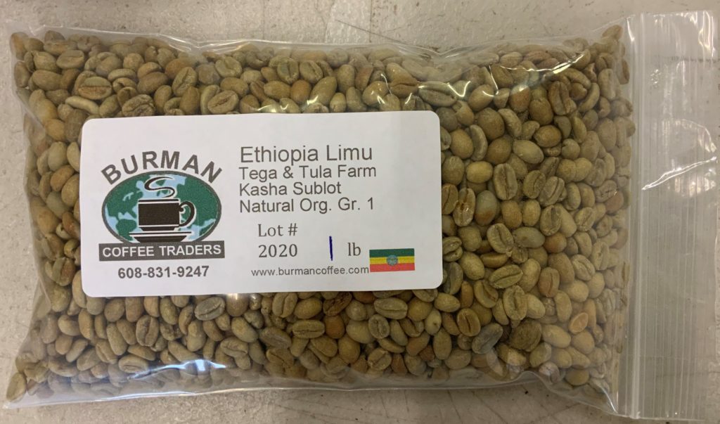 unroasted coffee beans ethiopia limu tega tula natural