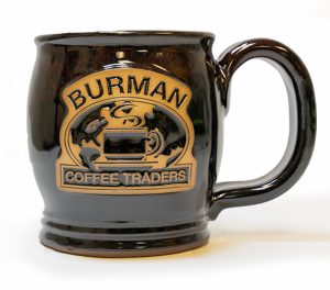 Burman Coffee Stoneware Mug - "Happy Soul" Lava Rock 14 Oz